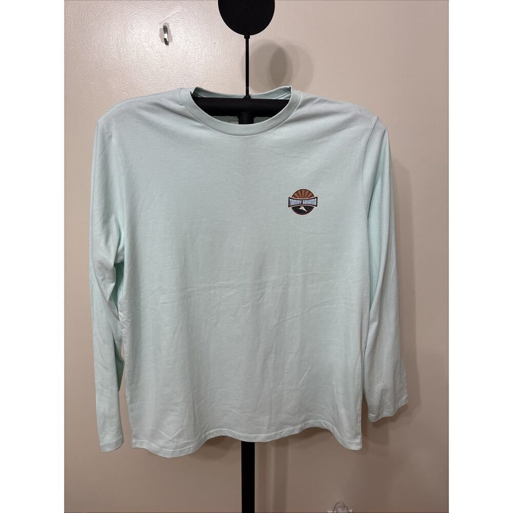 Tommy Bahama Light Blue Zin Master Long Sleeve Crew Neck Cotton T-Shirt - Size L